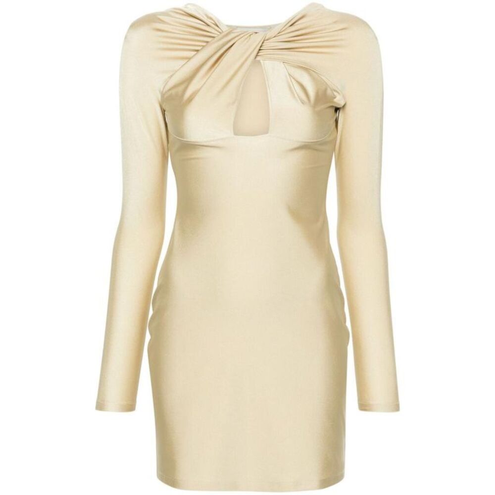 COPERNI Twisted Cut-Out Long Sleeve Mini Dress Women Beige Dresses